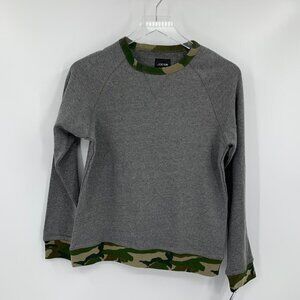 Joes Jeans heather gray green camo trim sweatshirt fleece boys new 10 12 Medium